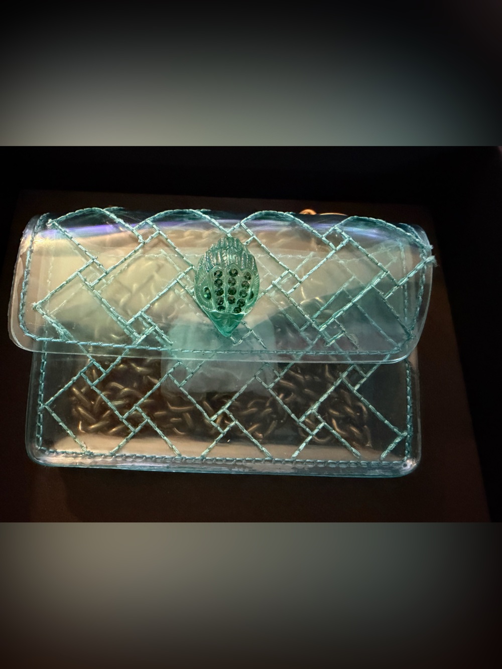 Kurt Geiger Turquoise Micro Vinyl Quilted Jelly Crossbody